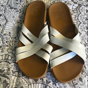 Reef White Sandals with Crisscross Straps